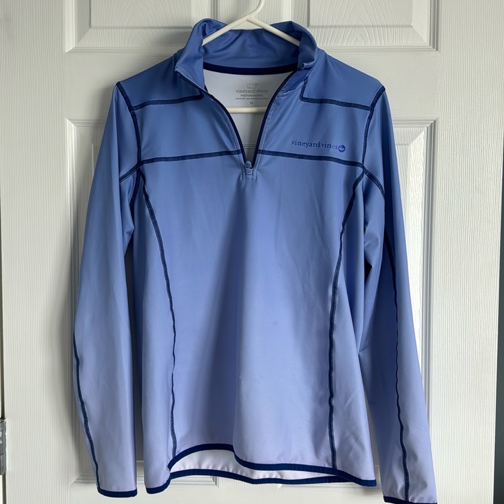 Vineyard Vines Women's Performance Quarter-Zip Ombre Light Blue Size Medium